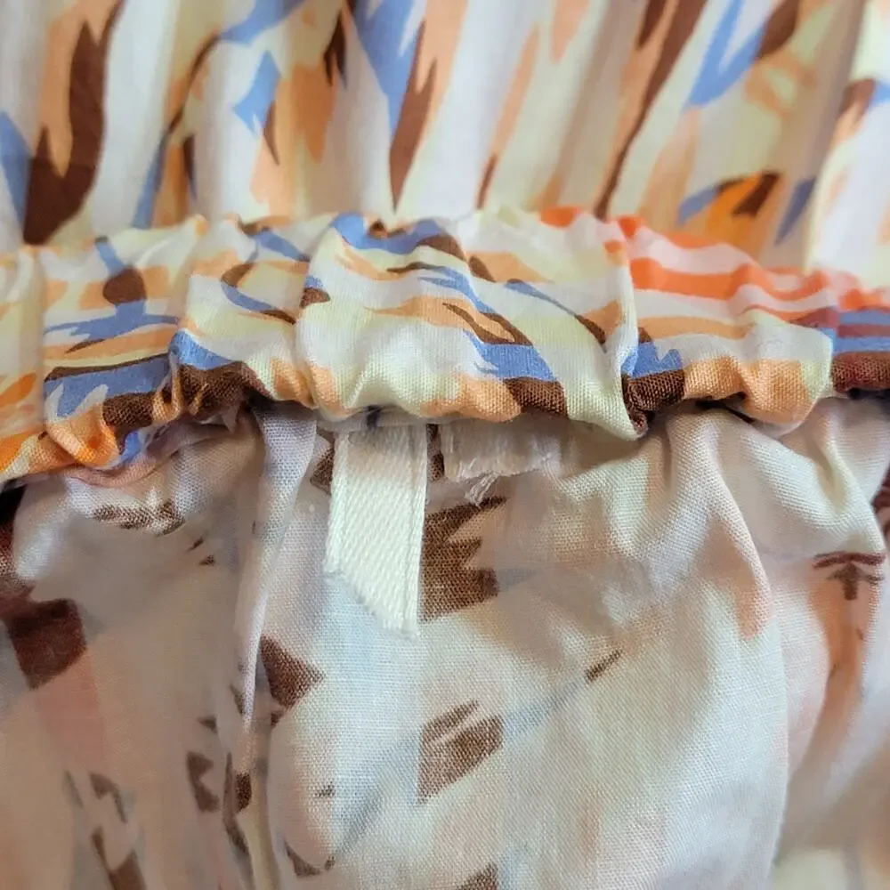 Anthropologie Stripe Floral Button Front A-Line Midi Skirt Cotton Red Blue S - Picture 13 of 15